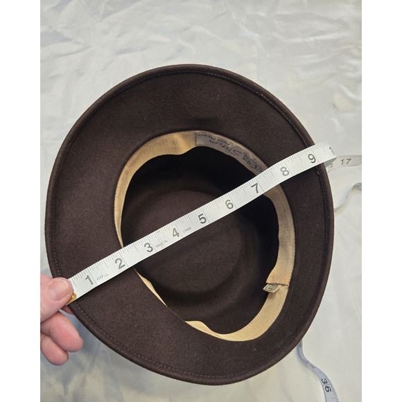 Vtg Stetson Fifth Avenue Womens‎ Cloche Hat 22.5 Brown Wool Felt Ribbon Luxury